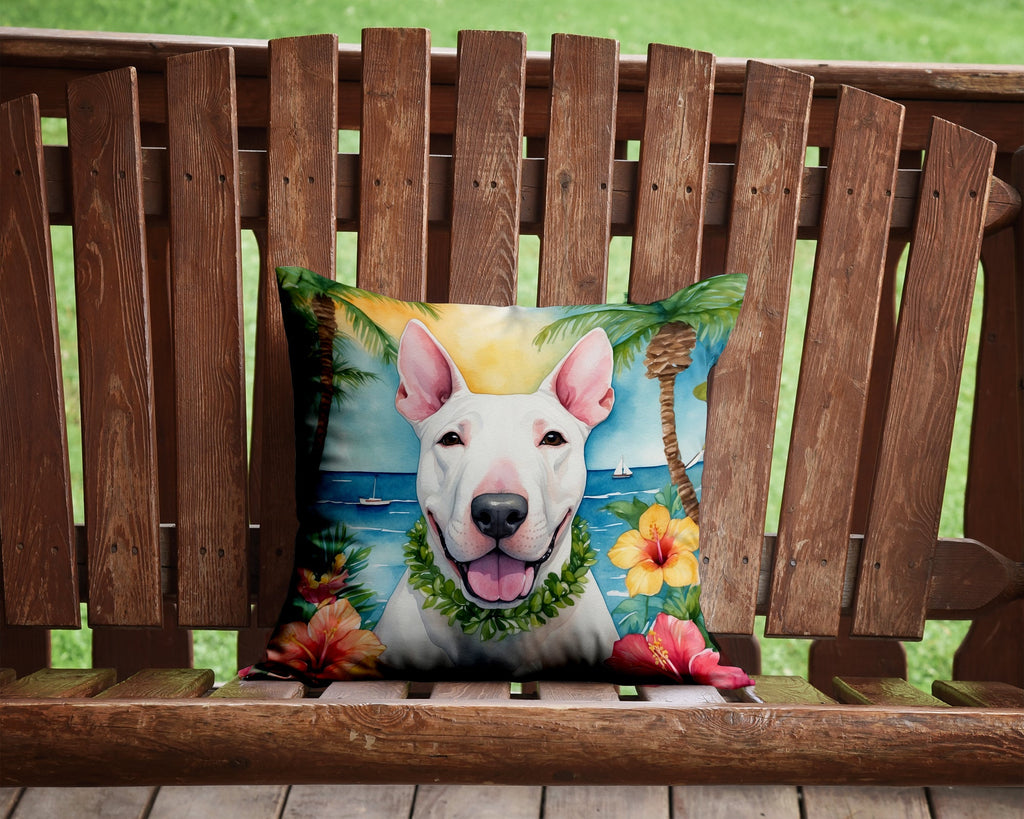English Bull Terrier Luau Throw Pillow - 14x14 Decorative Pillow – Art for Your Home & Patio DAC6425PW1414