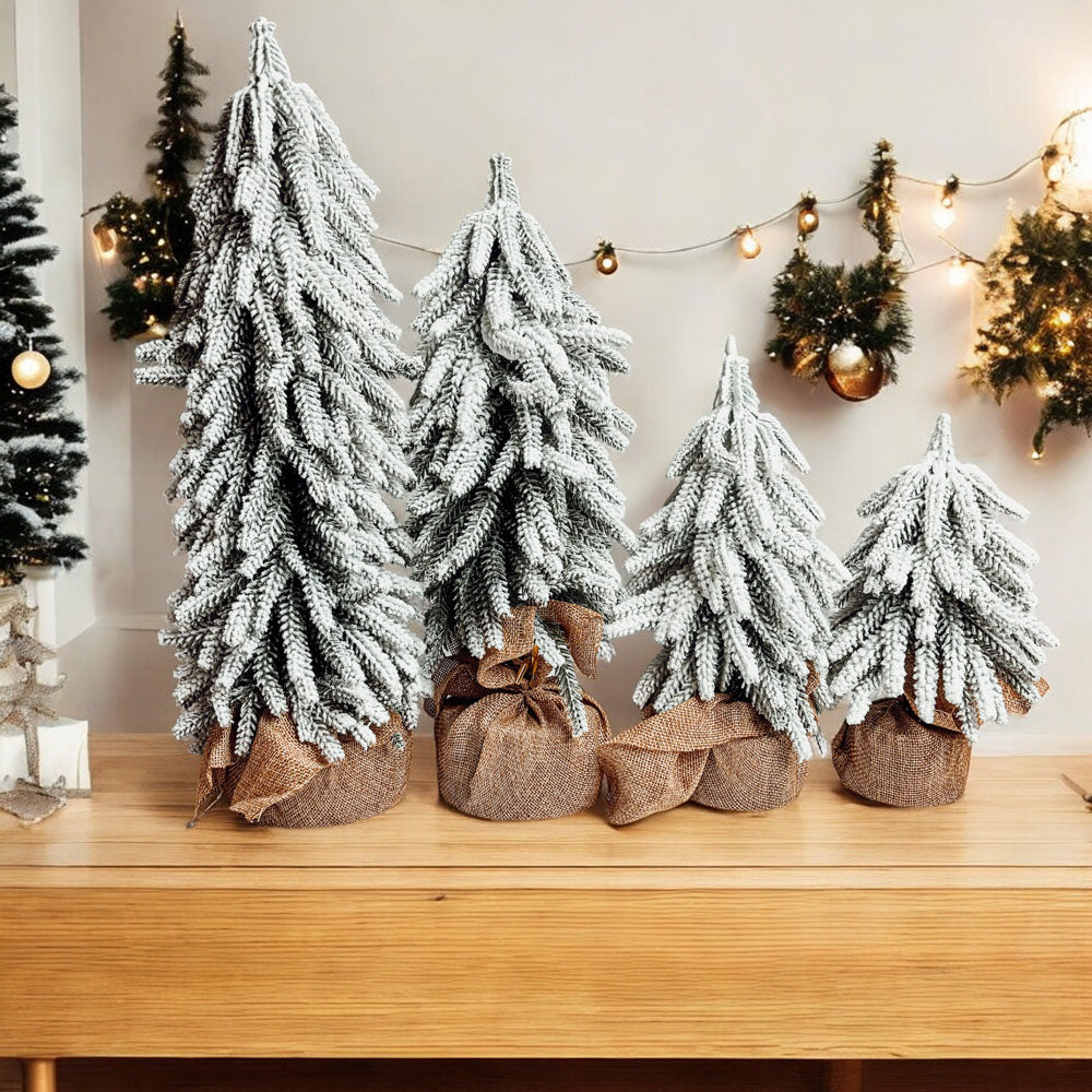 Snow Flocked Artificial Christmas Trees Realistic Mini Holiday Home Decor
